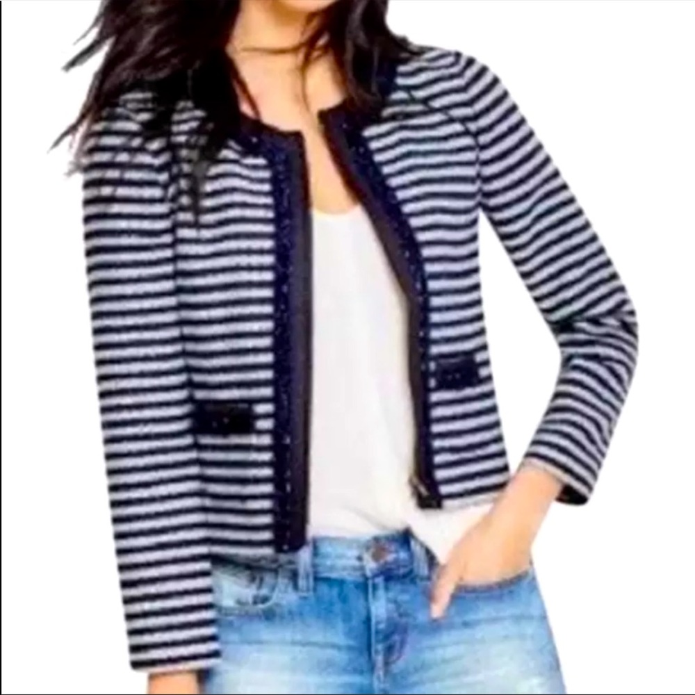 J. Crew Navy and White Striped Blazer